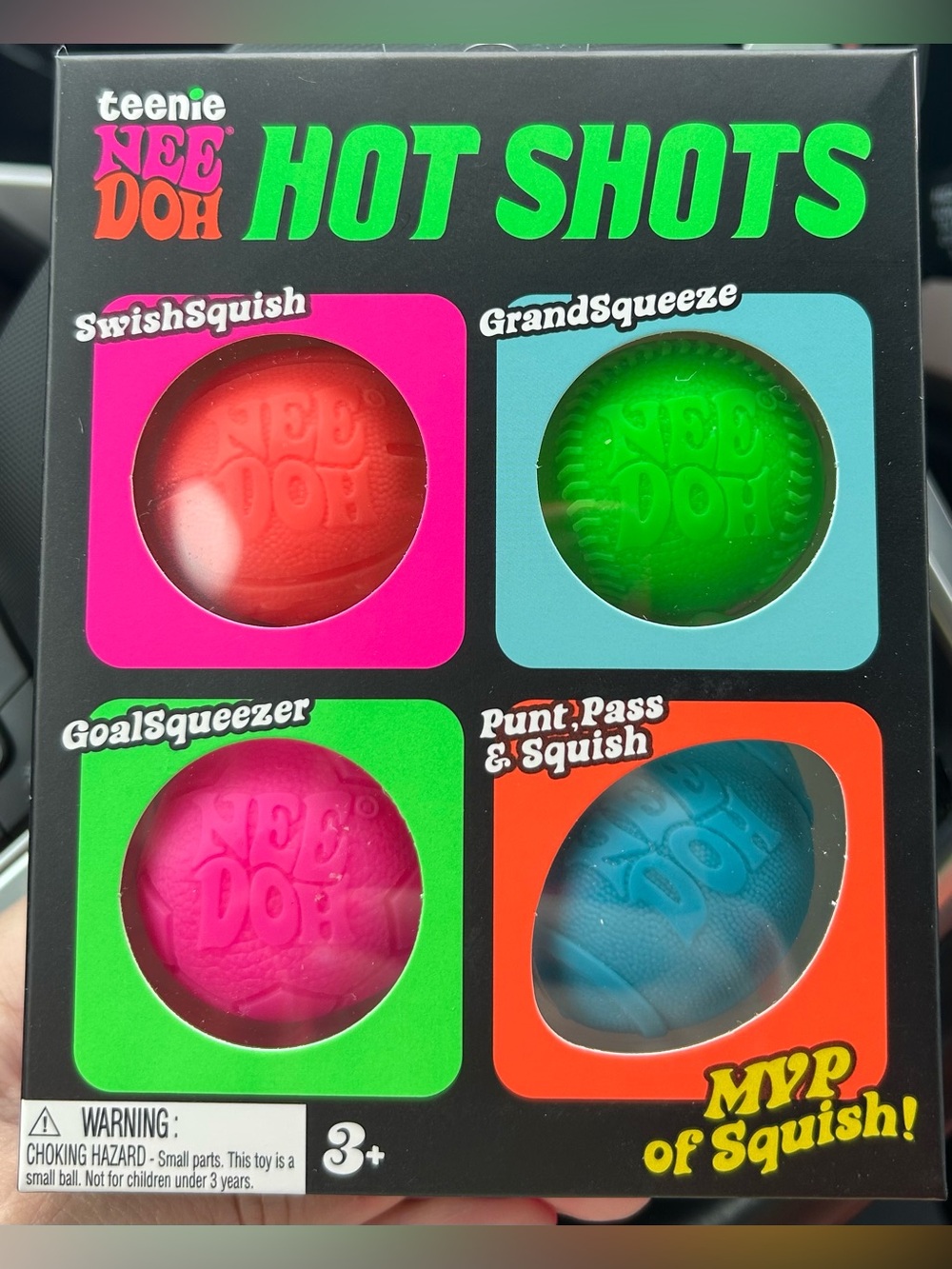 NEEDOH Hot Shots 4-Pack Squeeze Balls - Pink, Red, Green, Blue NEW